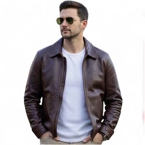 Beautiful Vintage Banana Republic Mens Brown Leather Jacket Buttery Soft Sz M